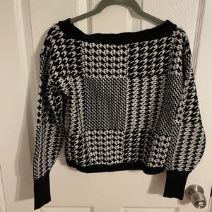 bebe Black and White Off-the-Shoulder Sweater